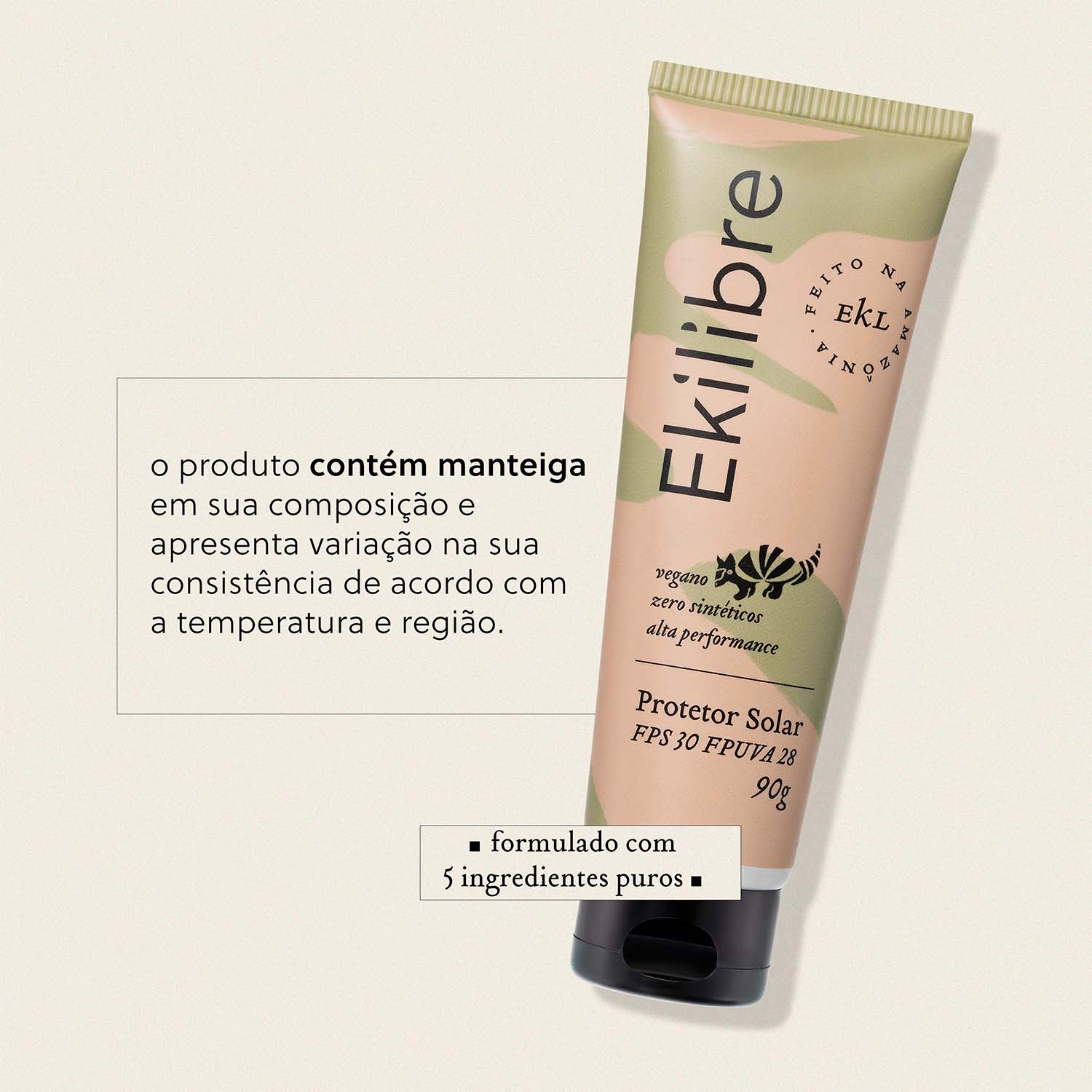 Protetor Solar Físico Vegano Natural FPUVA 28 - FPS 30 - 90g