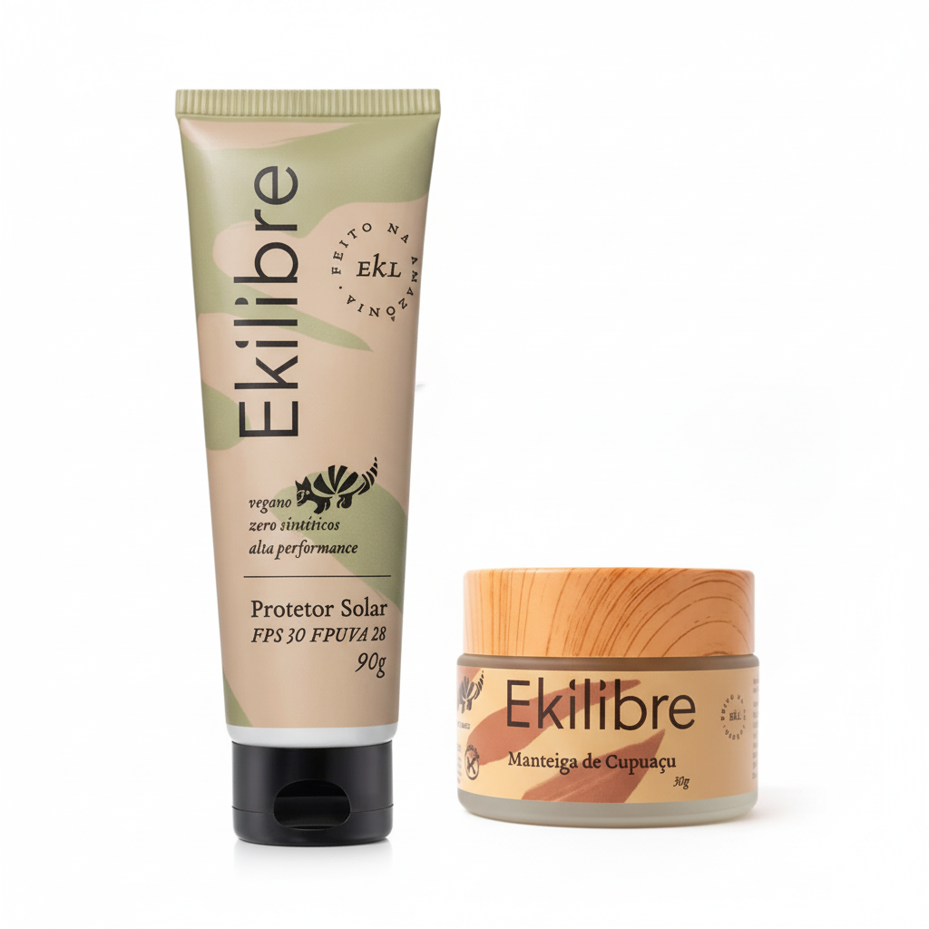 Combo Proteção da Pele - 01 Protetor Solar Físico Vegano + 01 Clareador de Manchas Manteiga de Cupuaçu